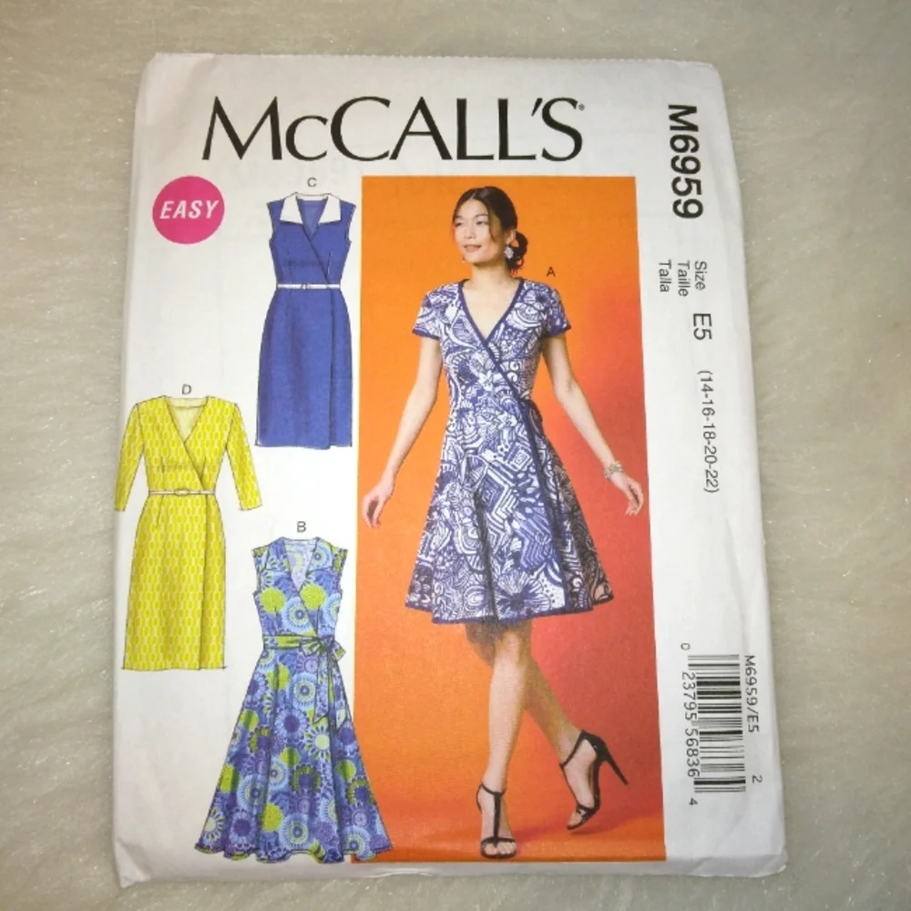 McCall's M6959 EASY Wrap dress in variations Size 14-22